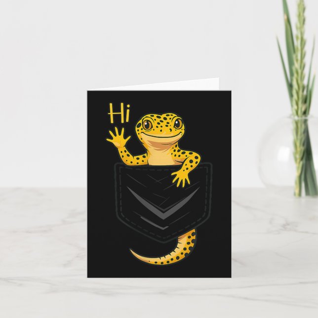 Tarjeta Cute Lizard Reptile Gecko Greeting Hi Pocket Gift (Anverso)