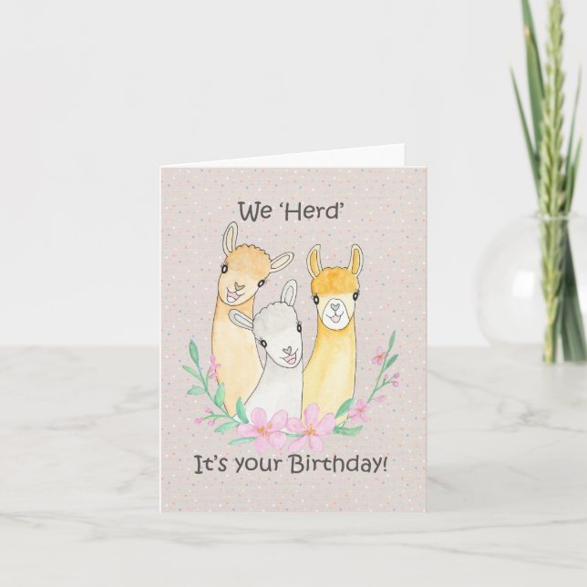 Tarjeta Cute Llama Alpaca Funny Animal Pin Cumpleaños (Anverso)