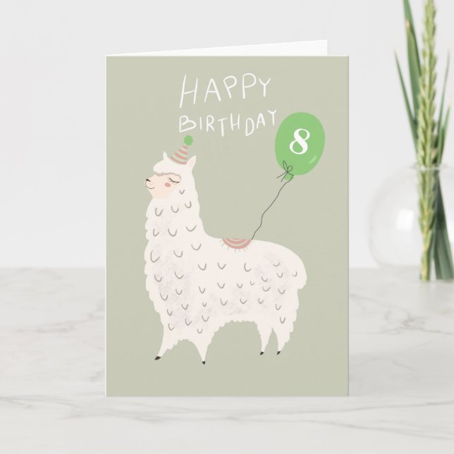 Tarjeta Cute Llama Happy Birday (Anverso)