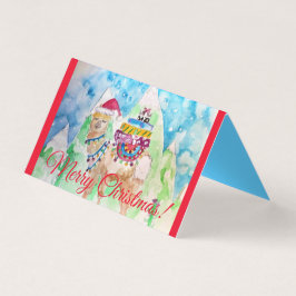 Tarjeta Cute Llama Merry Christmas Red Card set