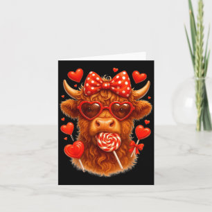Tarjeta Cute Lollip Highland Cow San Valentín Corazón Rojo