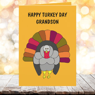 Tarjeta Cute los deseos de acción de gracias de Turquía pa