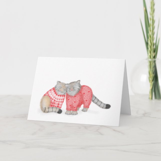 Tarjeta Cute los gatos de Pallas en la carta en blanco (Anverso)