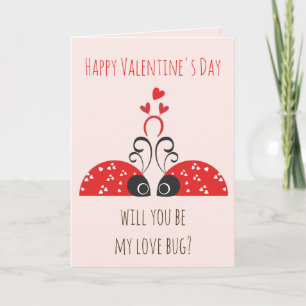 Tarjeta Cute Love Bug - Whimsical El día de San Valentín C