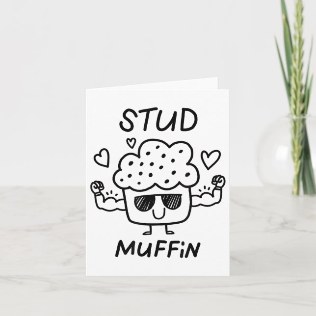 Tarjeta Cute Love Heart Stud Muffin Día de San Valentín To (Anverso)