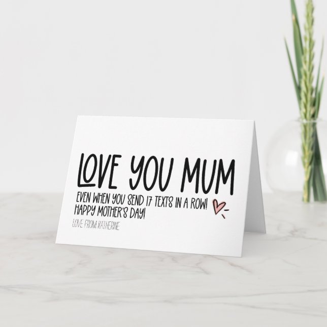 Tarjeta Cute Love You Mamá Funny Día de la Madre (Anverso)
