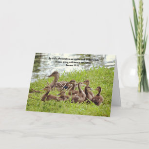 Tarjeta Cute Mama Duck y Ducklings Biblia Verse Card