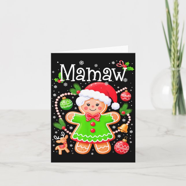 Tarjeta Cute Mamaw Gingerbread Family Matching Christmas C (Anverso)