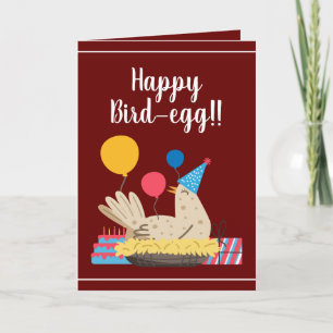 Tarjeta Cute Maroon Humor gracioso de pollo Globos Cumplea