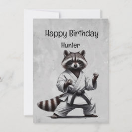Tarjeta Cute Martial Arts Raccoon Personalizado Cumpleaños