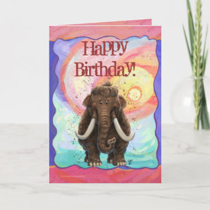 Tarjeta Cute Mastodon Happy Birday