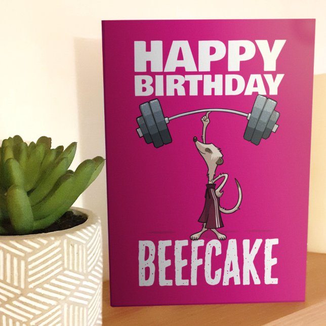 Tarjeta Cute Meerkat Feliz Cumpleaños Beefcake Gimnasio Pe (Subido por el creador)