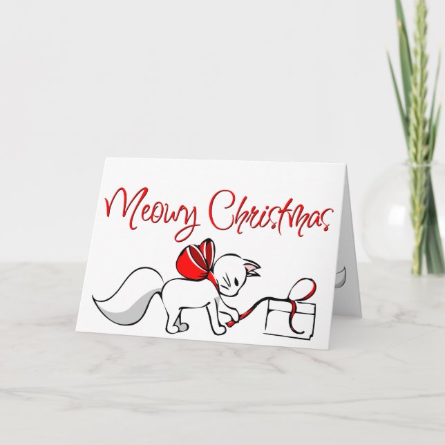 Tarjeta Cute Meowy Navidades Kitties (Anverso)