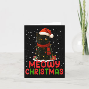 Tarjeta Cute Meowy Navidades Santa Hat Graciosos Gatos Neg