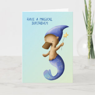 Tarjeta Cute Mermaid Platypus Cumpleaños