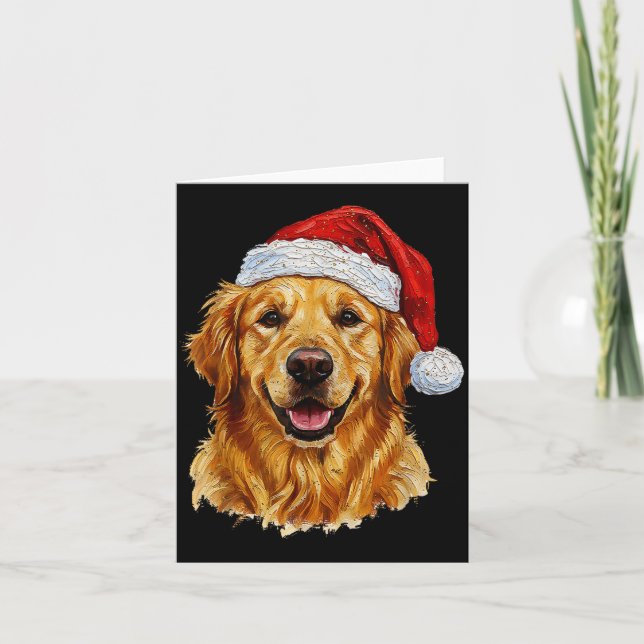 Tarjeta Cute Merry Christmas Golden Retriever Dog Christma (Anverso)