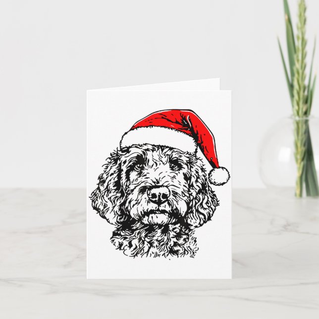 Tarjeta Cute Merry Christmas Goldendoodle Santa Christmas  (Anverso)