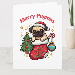 Tarjeta Cute "Merry Pugmas" Navidad Pug