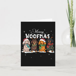 Tarjeta Cute Merry Woofmas Navidades de Dachshund Perro Re