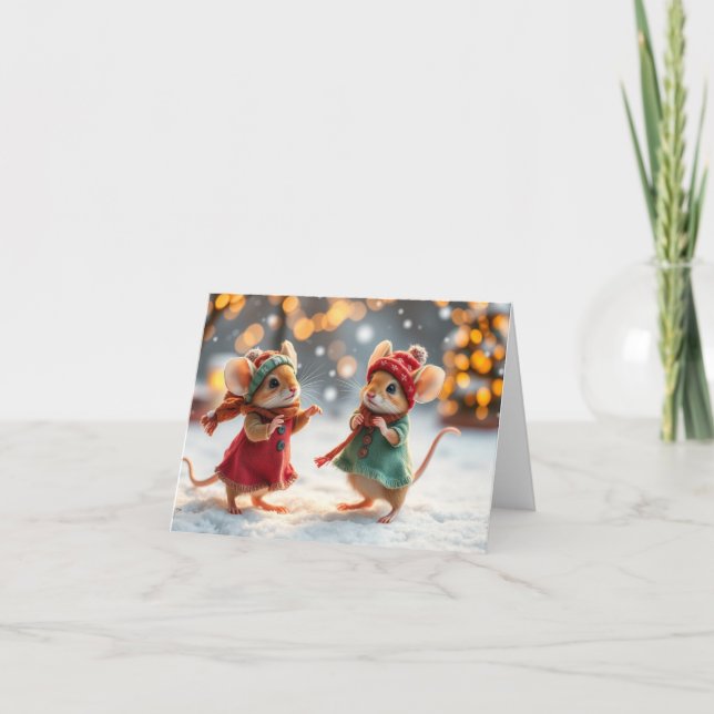 Tarjeta Cute Mice Xmas (Anverso)