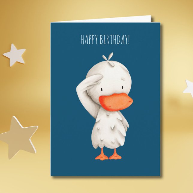 Tarjeta Cute Military Duck Saluting Birthday (Subido por el creador)