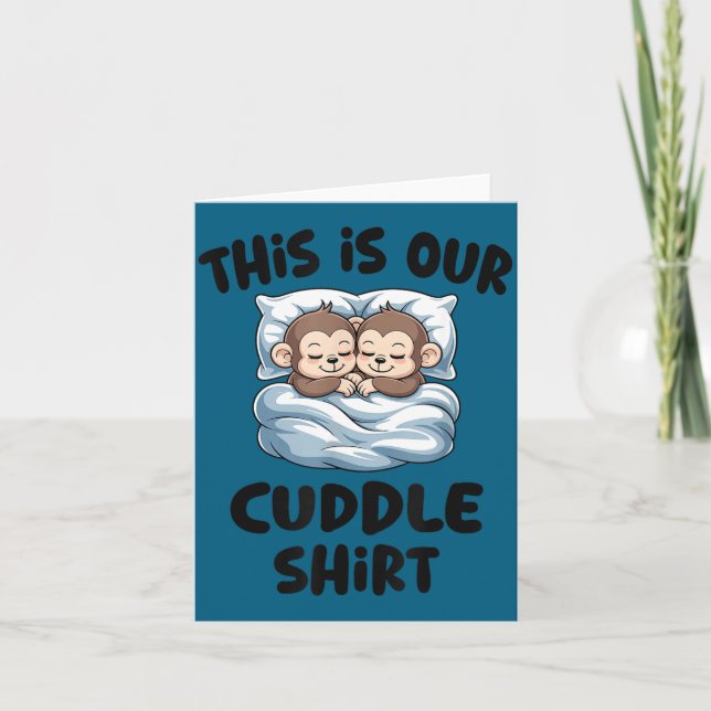 Tarjeta Cute Monkey Couple This Is Our Cuddle  (Anverso)