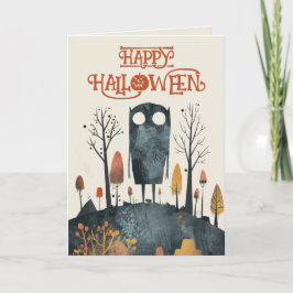 Tarjeta Cute Monster Spooky Fall Sceneration Happy Hallowe