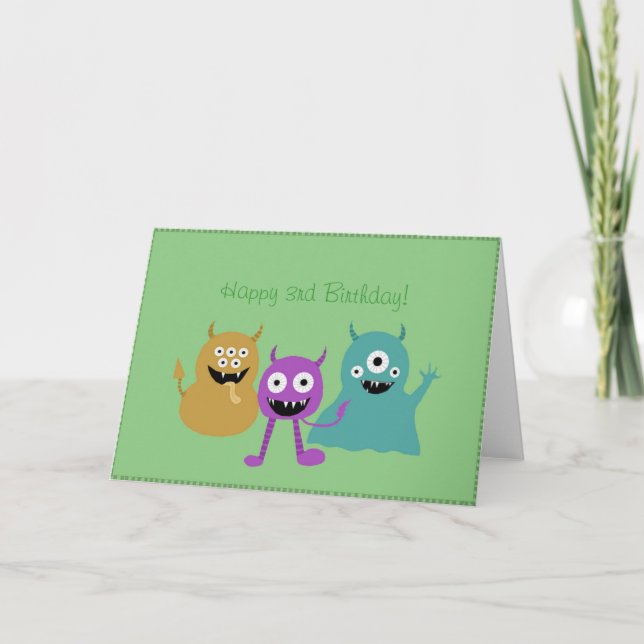 Tarjeta Cute Monsters Birthday Card (Anverso)