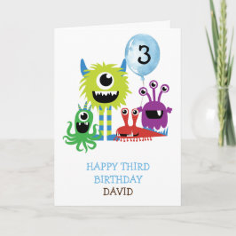 Tarjeta Cute Monsters Boy Happy Birday Personalizado