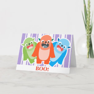 Tarjeta Cute Monsters Kids Halloween