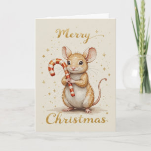 Tarjeta Cute Mouse Navidad Suave Pastel Fiesta