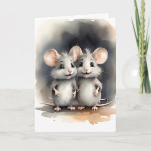 Tarjeta Cute Mouse Ratones Mejores Amigos Amigas Retrato B