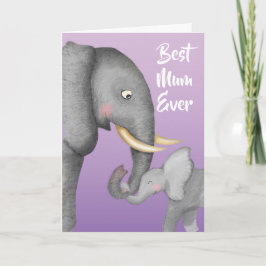 Tarjeta Cute mum and baby elephant Mother's Day card
