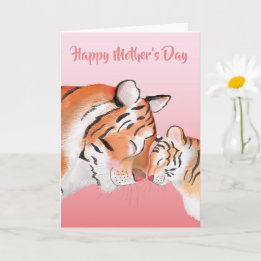 Tarjeta Cute mum and baby tiger Mother's Day card