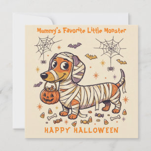 Tarjeta Cute Mummy Dachshund Halloween