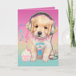 Tarjeta Cute Music Love Golden Retriever Personalizado