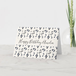 Tarjeta Cute Musical Notes Pattern Birday