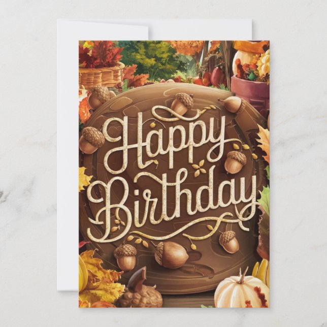 Tarjeta Cute Mystical Woodland otoño otoño feliz cumpleaño (Anverso)