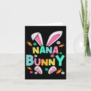 Tarjeta Cute Nana Bunny Bunny Orejas Y Paws Flores Pascua