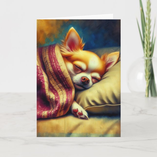 Tarjeta Cute Napping Chihuahua Blank (Anverso)