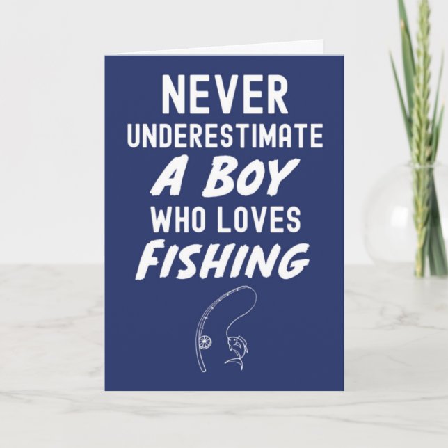 Tarjeta Cute Navy Blue Fishing Cards For Baby Boys Kids (Anverso)