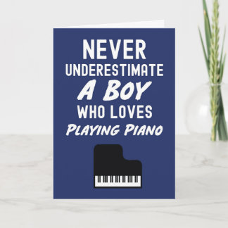 Tarjeta Cute Navy Blue Pianist Cards For Baby Boys Piano