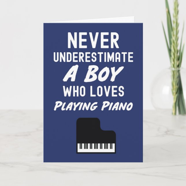 Tarjeta Cute Navy Blue Pianist Cards For Baby Boys Piano  (Anverso)