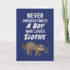 Tarjeta Cute Navy Blue Sloth Cards For Baby Boys Kids