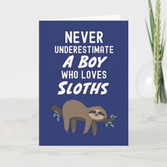 Tarjeta Cute Navy Blue Sloth Cards For Baby Boys Kids  (Anverso)