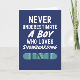 Tarjeta Cute Navy Blue Snowboarder Cards For Boys Kids