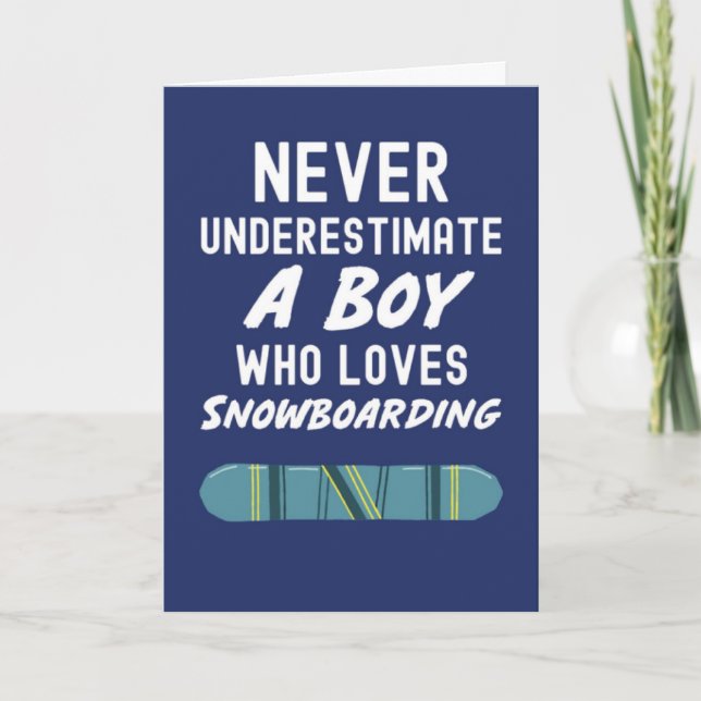 Tarjeta Cute Navy Blue Snowboarder Cards For Boys Kids (Anverso)