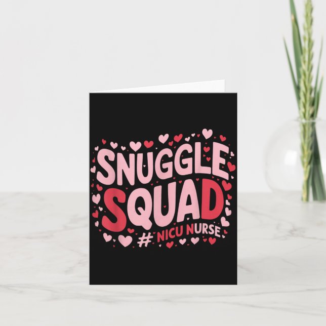 Tarjeta Cute Nicu Nurse Valentines Day Snuggle Squad Neona (Anverso)