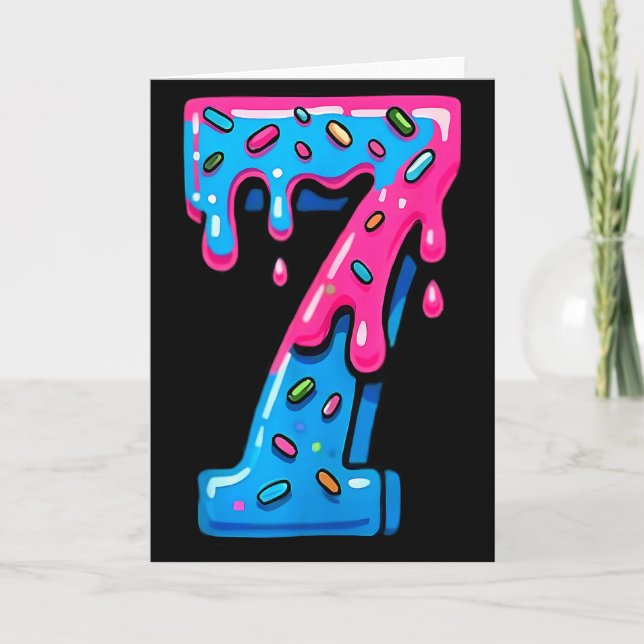 Tarjeta Cute Number 7 Ice Cream Drip 67 Meme Costume Coupl (Anverso)
