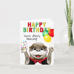 Tarjeta Cute Nutria en Esmoquin Feliz Cumpleaños